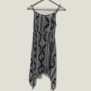 H&M Asymmetrical Black & White Paisley Dress with Adjustable Spaghetti Straps